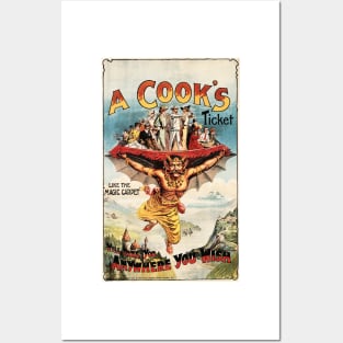 A COOK'S TICKET Will Take You Anywhere Vintage Travel Tour Agent Advertisement Posters and Art